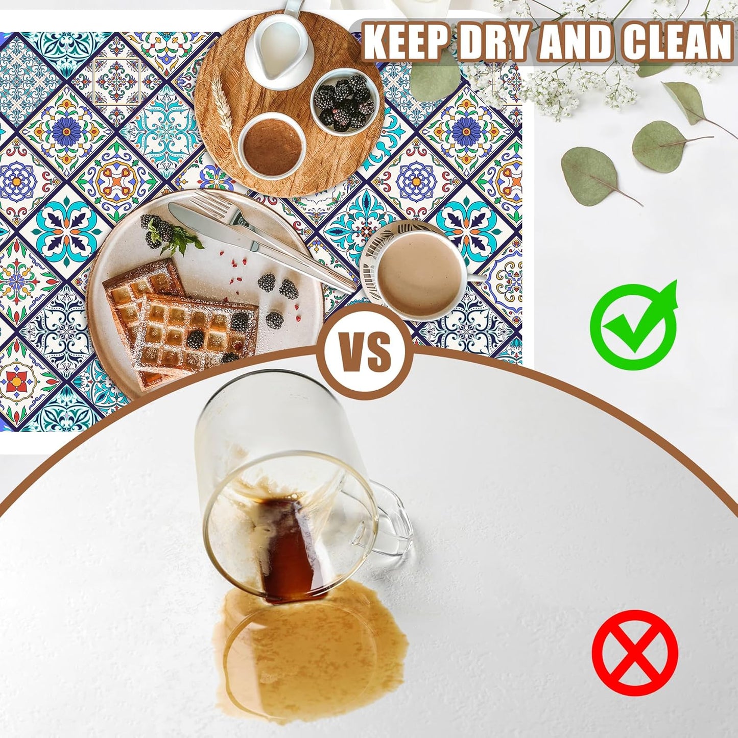 Colorful Tiles Dish Drying Mat for Kitchen Counter Hide Stain Absorbent Coffee Bar Mat Non-Slip Rubber Backed Drying Rack Pad Coffee Pot Espresso Machine Table Accessories 15.7 x 23.6 Inch