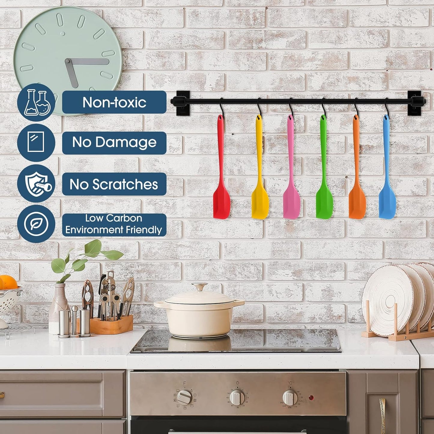 Irenare 24 Pcs Mini Silicone Spatulas Bulk 8.3 Inch Heat Resistant Scrapers Rubber Spatulas Seamless Design Non Stick Flexible for Kitchen Use Cooking Baking Mixing