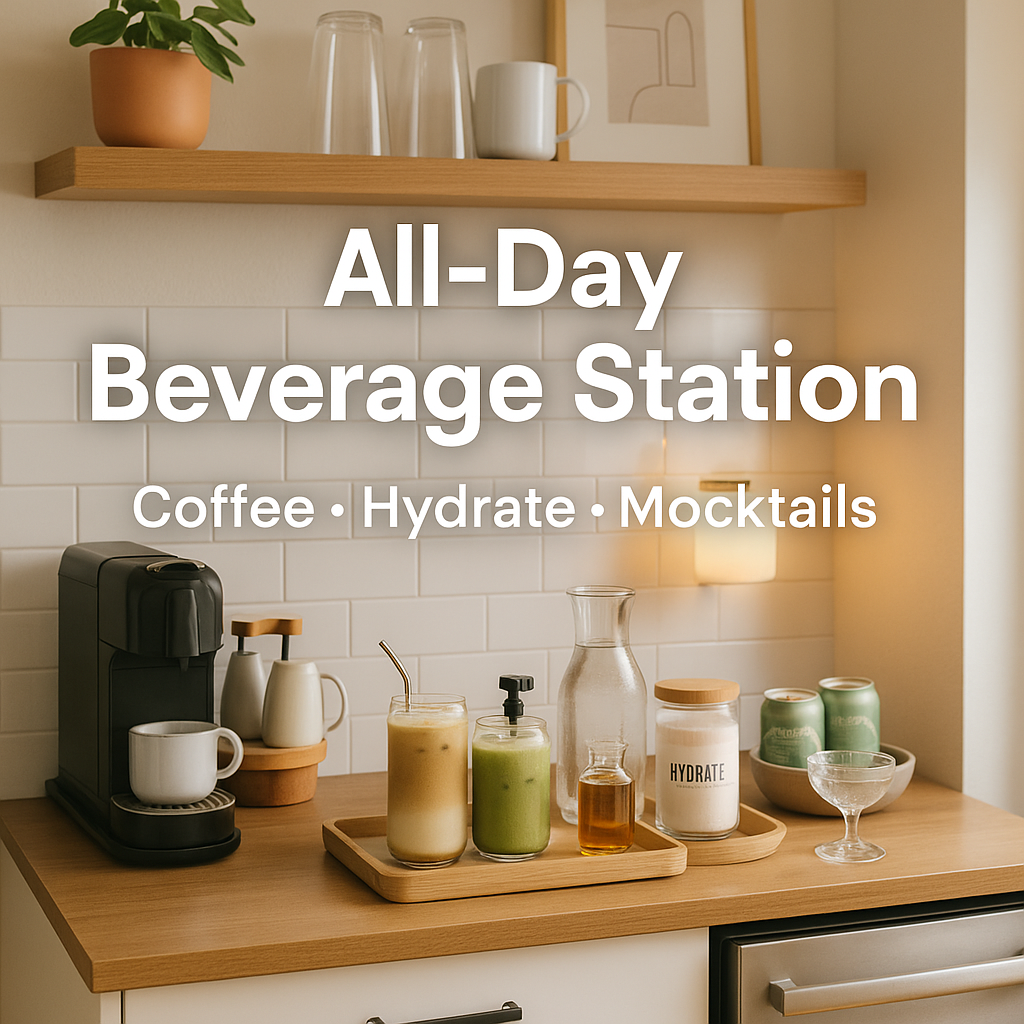“All-Day Beverage Station Capsule 2025: Coffee in the Morning, Mocktails at Night in One Home Café Corner”