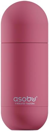 Asobu Orb Stainless Steel Double Wall Insulated Travel Water Bottle – Lid Doubles as a Cup 14 Ounce (Red)