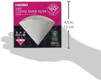 Hario V60 Paper Coffee Filter, Size 01, White, 100ct Box