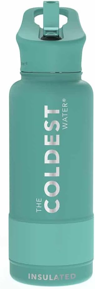 Coldest Insulated Water Bottle with Straw Lid - Stainless Steel Metal Insulated Bottle for Men & Women (Terraform Green, 32 oz)