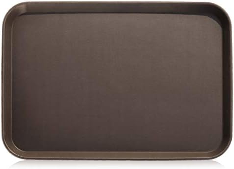 New Star Foodservice Restaurant Grade Non-Slip Tray, Plastic, Rubber Lined, Rectangular (Brown, 18-Inch x 26-Inch)