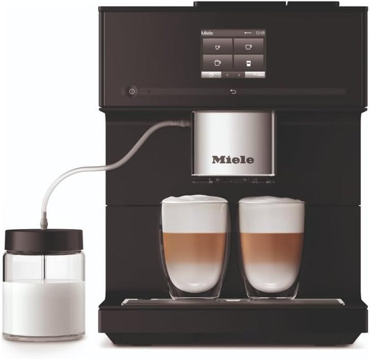 Miele CM 7750 CoffeeSelect Automatic Coffee Machine - OneTouch for Two, AromaticSystem, 10 individual profiles, DoubleShot, CupSensor, WiFi-compatible, automatic descaling, in Obsidian Black