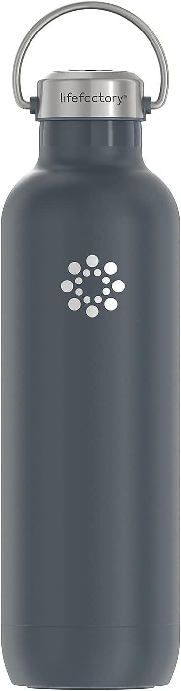 Lifefactory 32-Ounce Stainless Steel Vacuum-Insulated Sport Bottle, Carbon