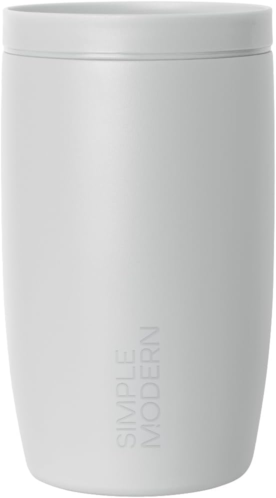 Simple Modern Travel Coffee Mug Tumbler with 360° Lid | Ceramic-Lined Insulated Stainless Steel Cold Brew Iced Coffee Cup Thermos | Gifts for Women Men Her Him | Voyager Signature | 12oz | Ice Gray