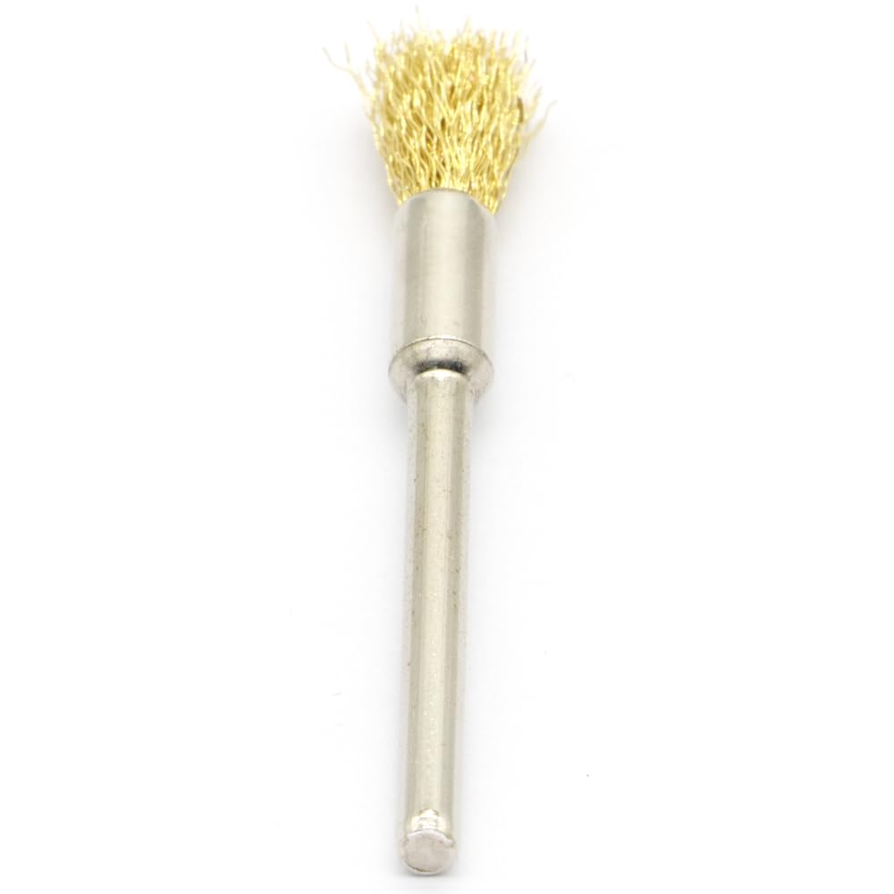 20PCS Brass Wire Brushes - Metal Rust Removal, Cleaning, and Polishing - 5mm Diameter, 1/8″ (3mm) Shaft - Removes Burrs, Dust, and Oxide Layer - Handles Rough Surfaces - Rotary Tool Accessories