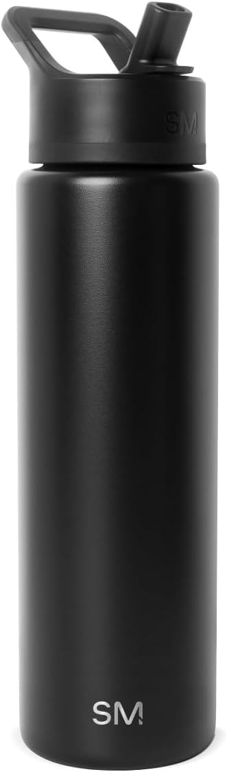 Simple Modern Water Bottle with Straw Lid | Vacuum Insulated Stainless Steel Metal Thermos | Reusable Leak Proof BPA-Free Flask for Sports Gym | Summit Collection | 30oz, Midnight Black