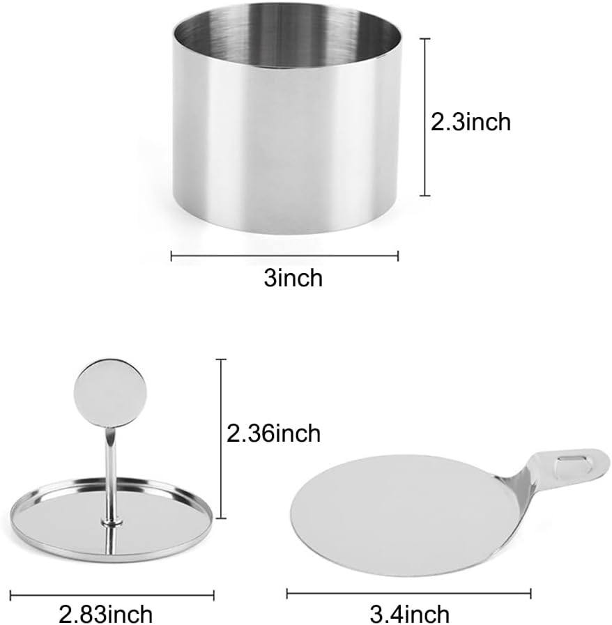 Round Cake Mold, Stainless Steel Mousse Tart Ring Cake Ring Tower Pie Cake Mold Baking Tools Including Pusher and Lifter Baking Accessories-8PCS, 2.9 x 2in