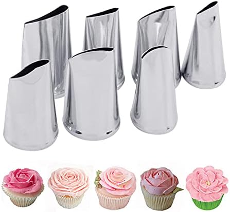 7 Pieces Rose Flower Piping Tips Set, Cake Decorating Tips Icing Piping Nozzles Set Cupcake Decorating Kit