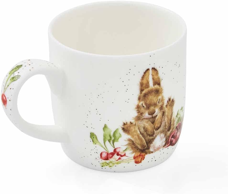 Royal Worcester Wrendale Designs 14 oz Mug, Grow Your Own with Bunny Illustration - Floral Animal Mug for Cottagecore Kitchens - Microwave, Dishwasher, Freezer Safe Fine Bone China Drinkware