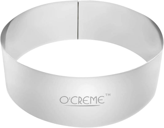 O'Creme Cake Ring Sturdy Stainless Steel Round Mousse Cake Ring Mold for Baking, Dessert Cake Decorating Pastry Rings 7 Inch Diameter x 2 Inch High