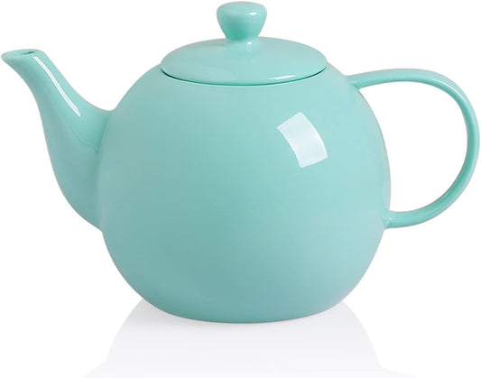 Sweejar Porcelain Teapot with Removable Stainless Steel Infuser,Microwave & Dishwasher Safe Tea Pots for Loose Tea,Tea Infuser Pots for Chrismas Women Gift (40oz Turquoise)