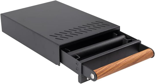 Espresso Knock Box Drawer with Handle Coffee Grounds Container Stainless Steel Coffee Knock Box Accessories (BLACK)