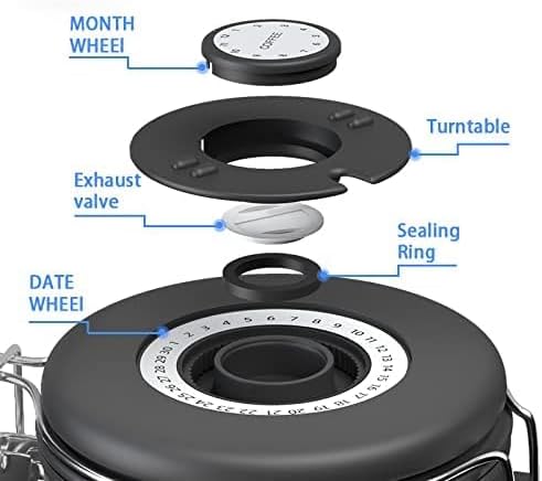 ShanSon Coffee Canister Airtight Coffee Container Stainless Steel Coffee Bean Storage Container with Scoop Coffee Canister for Beans Grounds Sugar Flour Tea Cereal,16OZ, Black