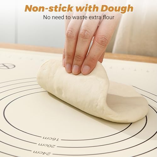 28" X 20" Dough Mat for Counter, Pastry Mats for Rolling Dough, Silicone Baking Mat with Measurements, Non Stick Silicone Pastry Mat, Kneading Counter Mat for Pastry, Bread, Cookies, Pizza