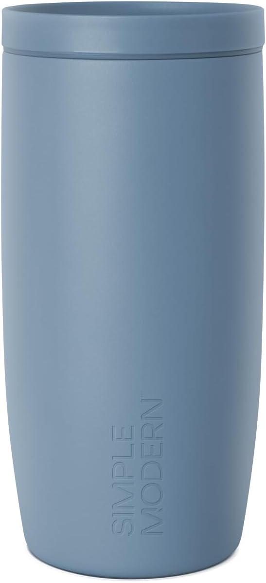 Simple Modern Travel Coffee Mug Tumbler with 360° Lid | Ceramic-Lined Insulated Stainless Steel Cold Brew Iced Coffee Cup Thermos | Gifts for Women Men Her Him | Voyager Signature | 16oz | Blue Dune