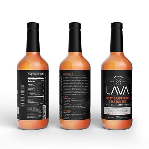 (3 Pack) LAVA Premium Skinny Paloma Mix Craft Cocktail Mixer, Ruby Red Grapefruit Juice, Key Lime Juice, Low Calorie, Ready to Use, No Artificial Sweeteners, Greyhound, Margarita