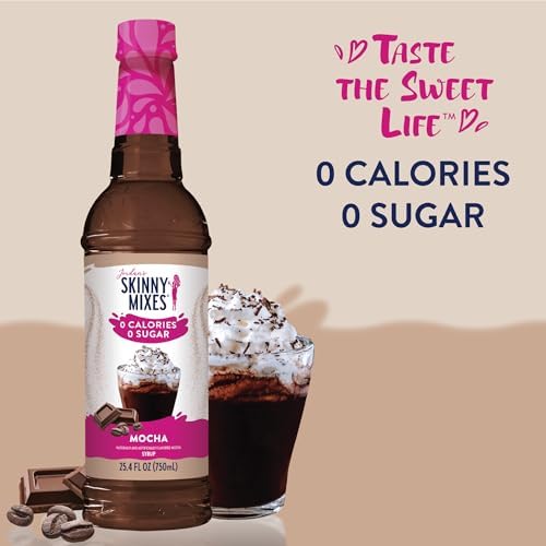 Jordan's Skinny Syrups Sugar Free Coffee Syrup, Mocha Flavor Drink Mix, Zero Calorie Flavoring for Chai Latte, Protein Shake, Food & More, Gluten Free, Keto Friendly, 25.4 Fl Oz, 2 Pack