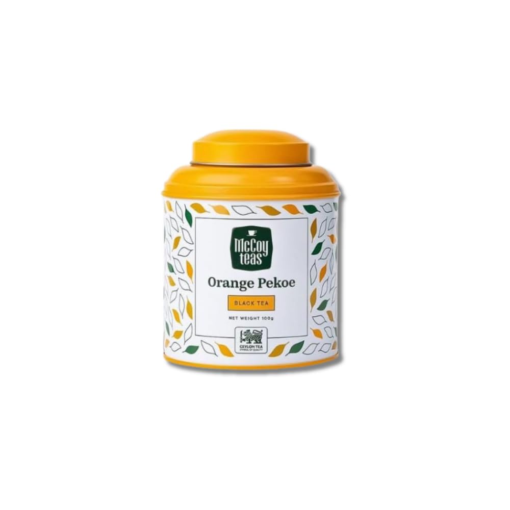 McCoy Teas Orange Pekoe Black Tea Loose Leaf Tea with Rich Smooth and Aromatic Brew Make Hot or Cold Ice and Brews with Premium Tea from Sri Lanka, 100g Can (Pack of 01)