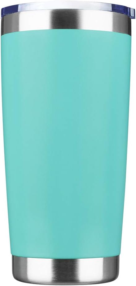 20oz Tumbler Bulk Stainless Steel Vacuum Insulated Tumblers with Lid Double Wall Travel Mug Powder Coated Coffee Cup, Suitable for Ice Drinks and Hot Beverage (Light blue 1pack)