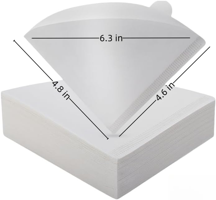 Cone Filters #2 for Coffee Makers - Tear-Resistant Paper, Sustainable Material, Say Goodbye to Coffee Grounds in Your Brew (50, Whitehite)