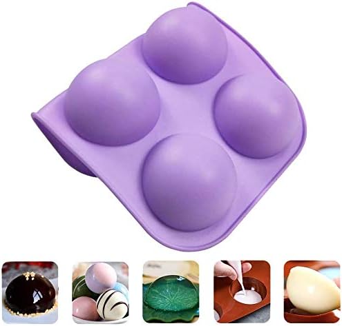 2 Pack 6-Cavity Semi Sphere Silicone Mold, Baking Mold for Making Hot Chocolate Bomb, Cake, Jelly, Dome Mousse (Purple)