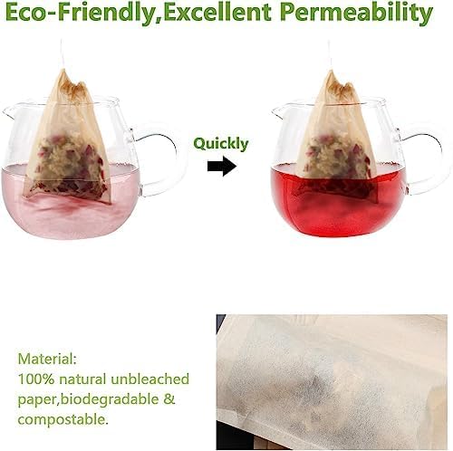 300Pcs Disposable Tea Bags for Loose Leaf Tea, Empty Tea Bags for Loose Tea, 100% Natural Wood Pulp Paper Material, Unbleached Tea Filter Bags with Drawstring