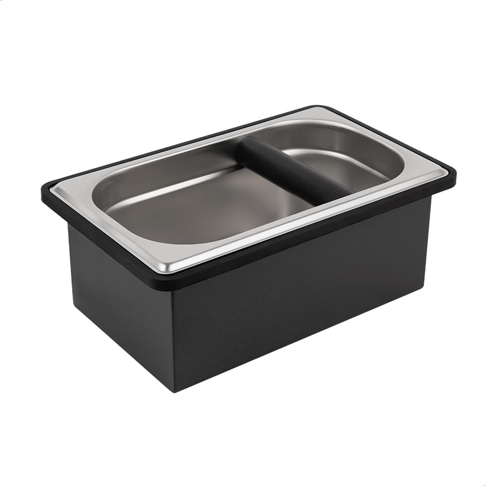 watchget Espresso Knock Box Large Size Stainless Steel Coffee Grounds Coffee Pucks Container Shock-absorbent Knock Box for Espresso Machine Non-Slip Base Barista Accessories