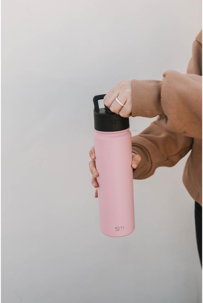 Simple Modern Kids Water Bottle with Straw Lid Vacuum Insulated Stainless Steel Metal Thermos Bottles | Reusable Leak Proof BPA-Free Flask for School | Summit Collection | 18oz, Midnight Black