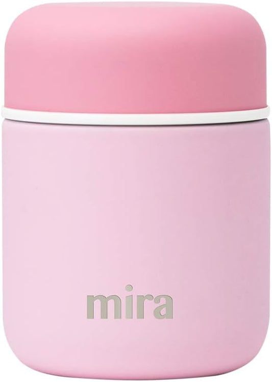MIRA 9oz Insulated Food Jar Thermo for Hot Food & Soup, Compact Stainless Steel Vacuum Lunch Container - Pink