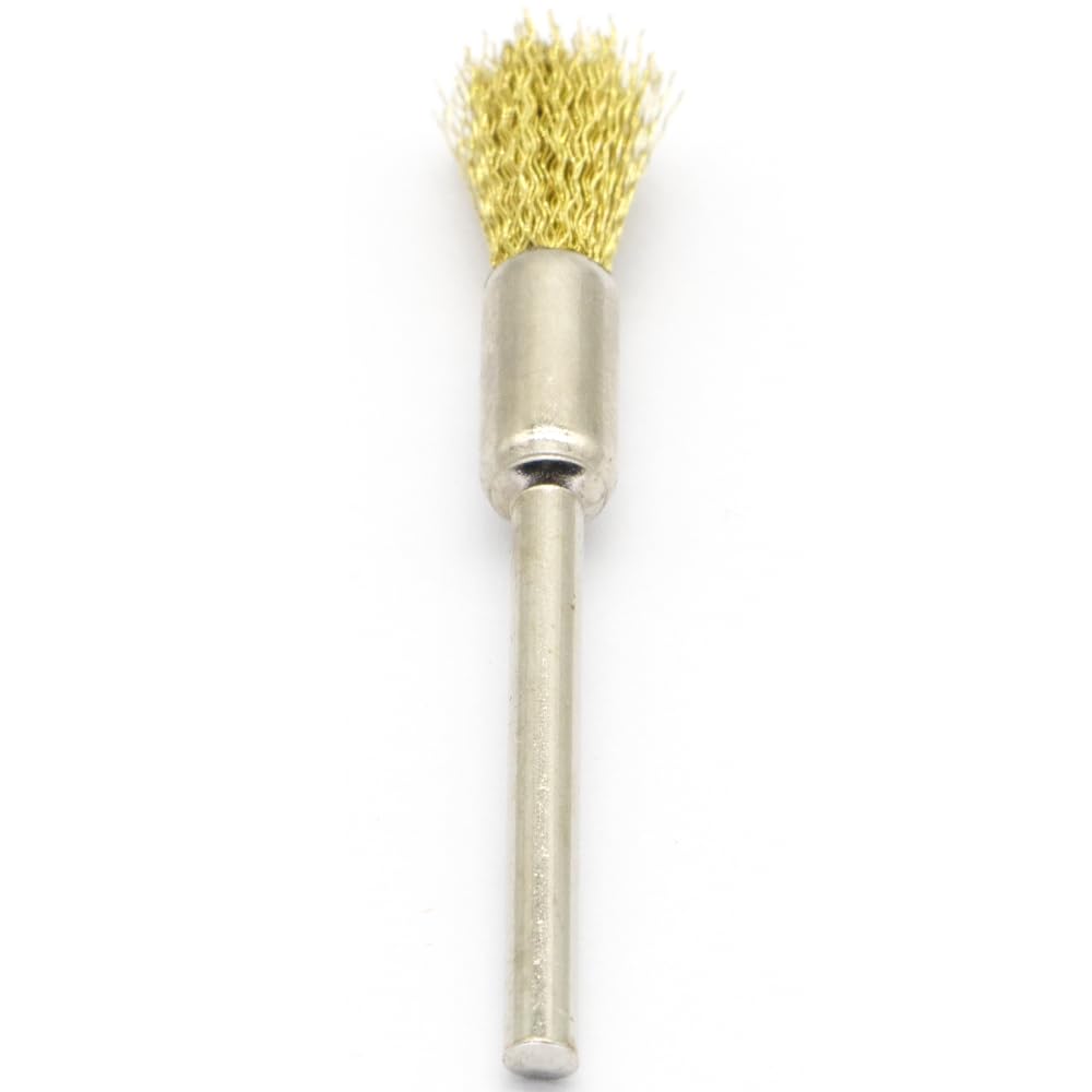 20PCS Brass Wire Brushes - Metal Rust Removal, Cleaning, and Polishing - 6mm Diameter, 1/8″ (3mm) Shaft - Removes Burrs, Dust, and Oxide Layer - Handles Rough Surfaces - Rotary Tool Accessories