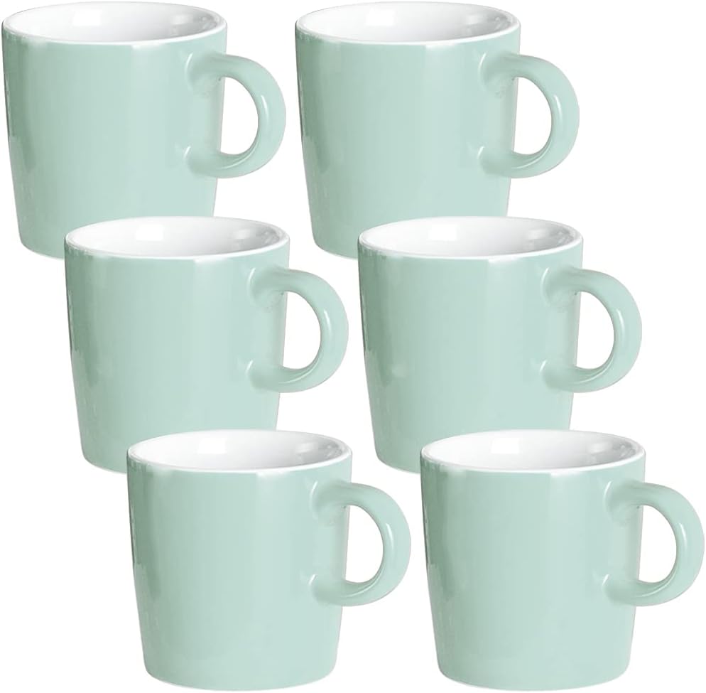 homEdge Mini Procelain Espresso Cup, 4 Ounces / 120 ml Tiny Coffee Mugs Ceramic Demitasse for Espresso, Tea- Set of 6, Turquoise