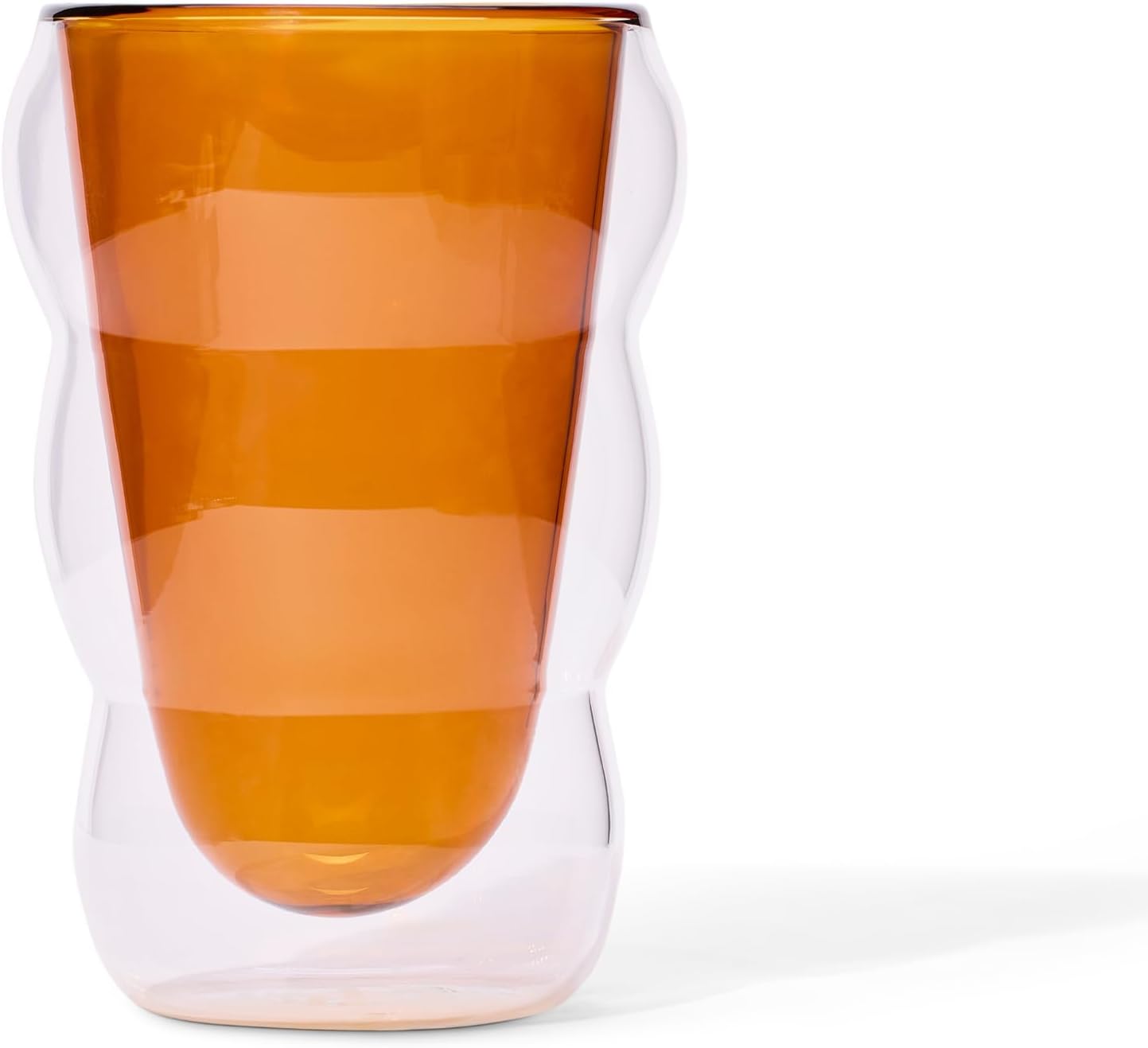 Glass Cloud cups 12 oz Double Wall Insulated Glass Cups - heat-resistant borosilicate glass -perfect for iced teas, lattes, and all your favorite sips (Amber)