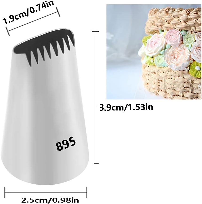 Large Piping Tips Set,Icing Tips with 1M Open Star Decorating Tip,2D Drop Flower Frosting Tip,1A Round Pastry Tip and 895 Basketweave Piping Tip for Cake Cupcake Decorating,4 Pcs