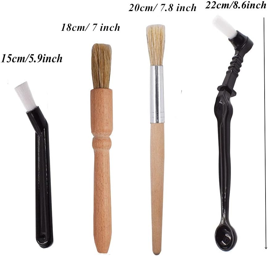 DXary 8 Pieces Coffee Brush Set Professional Espresso Brush Kit Include Wooden Coffee Grinder Machine Cleaning Brush and Nylon Espresso Brush for Coffee Machine Group Head (8)