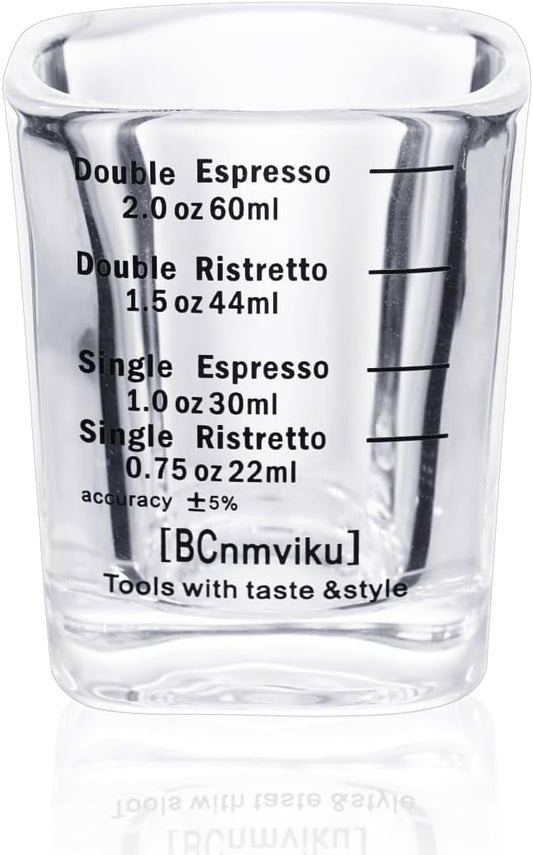 Espresso Shot Glass Liquid Heavy Sturdy Glass Shot Glasses Measuring cup Wine Glass 1 Pack 2oz/60ml By BCnmviku(Sturdy 1Pack)