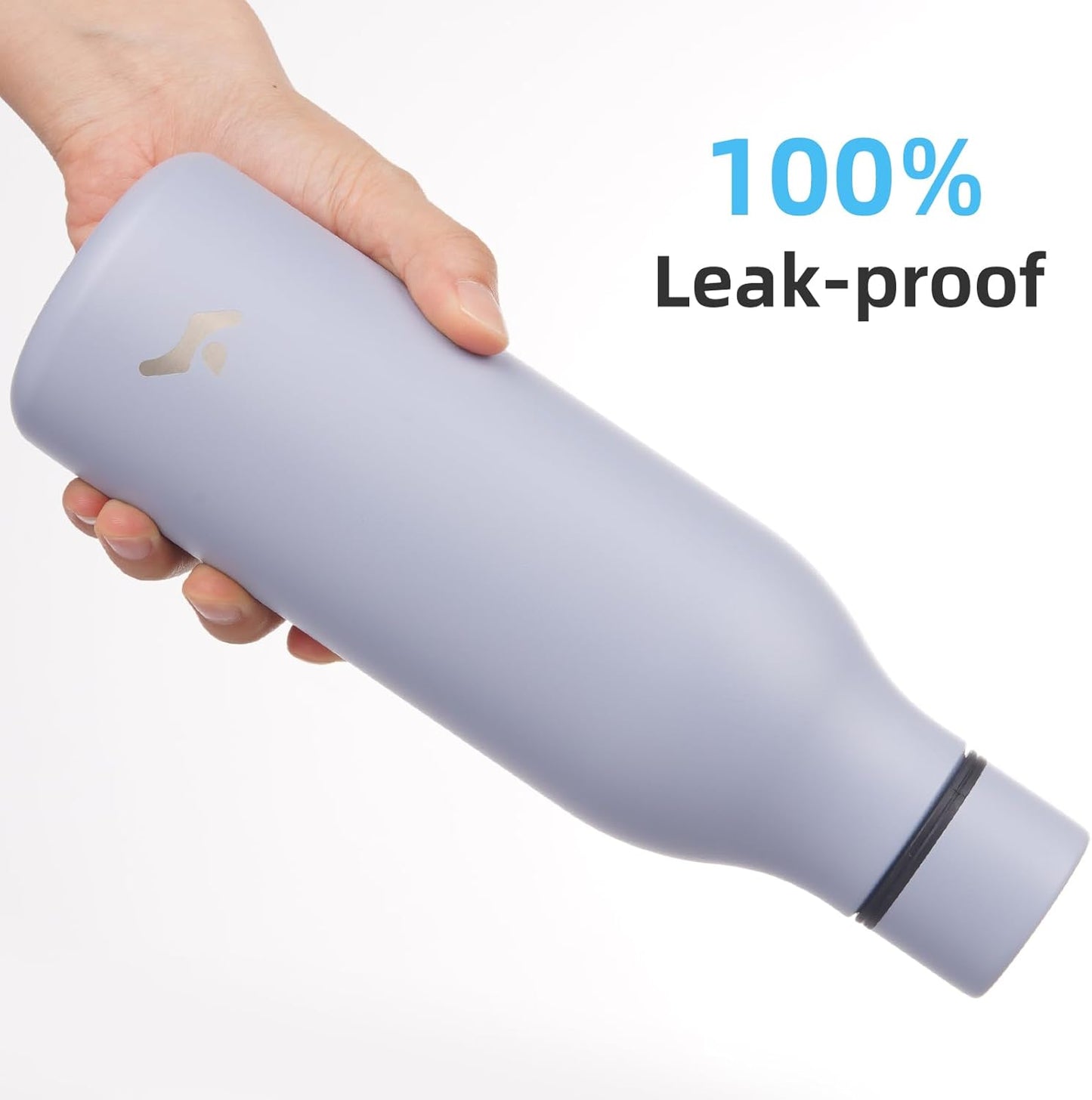 Insulated Water Bottle with Strap,18 oz Double Wall Stainless Steel Vacuum Bottles Metal Water Flask,Grey Blue