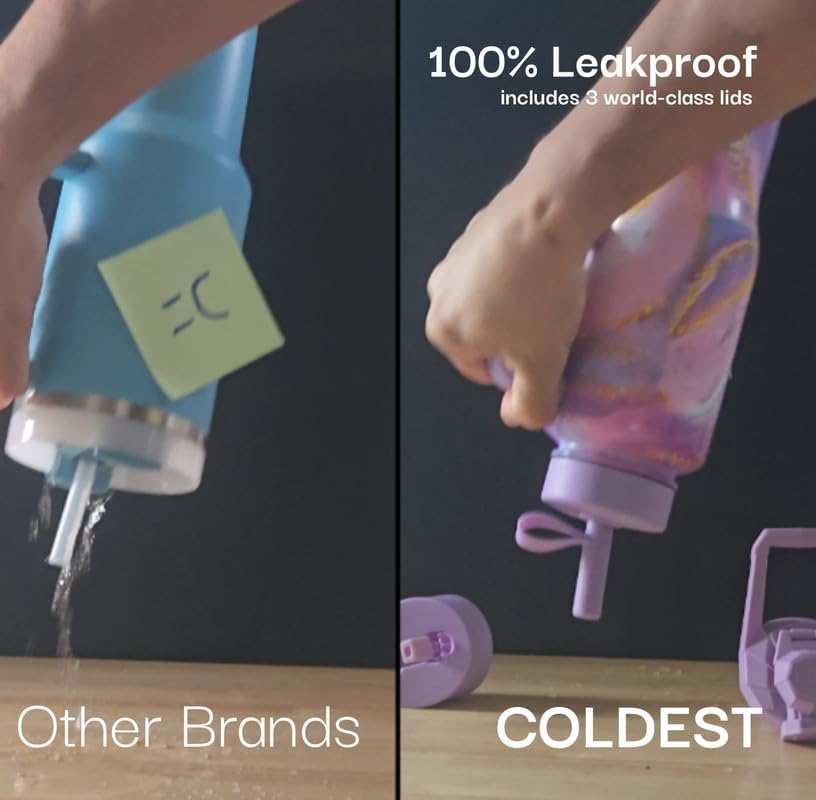 Coldest 40 oz Tumbler with Handle and Straw, 100% Leak Proof Insulated Tumbler with Lid and Straw (3 Lids), Stainless Steel Tumblers for Women & Men, Cup Holder Friendly, 46 oz (Camouflage Flag)