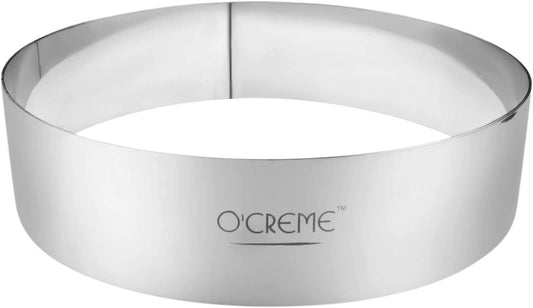 O'Creme Cake Ring Sturdy Stainless Steel Round Mousse Cake Ring Mold for Baking, Dessert Cake Decorating Pastry Rings 9 Inch Diameter x 2 Inch High