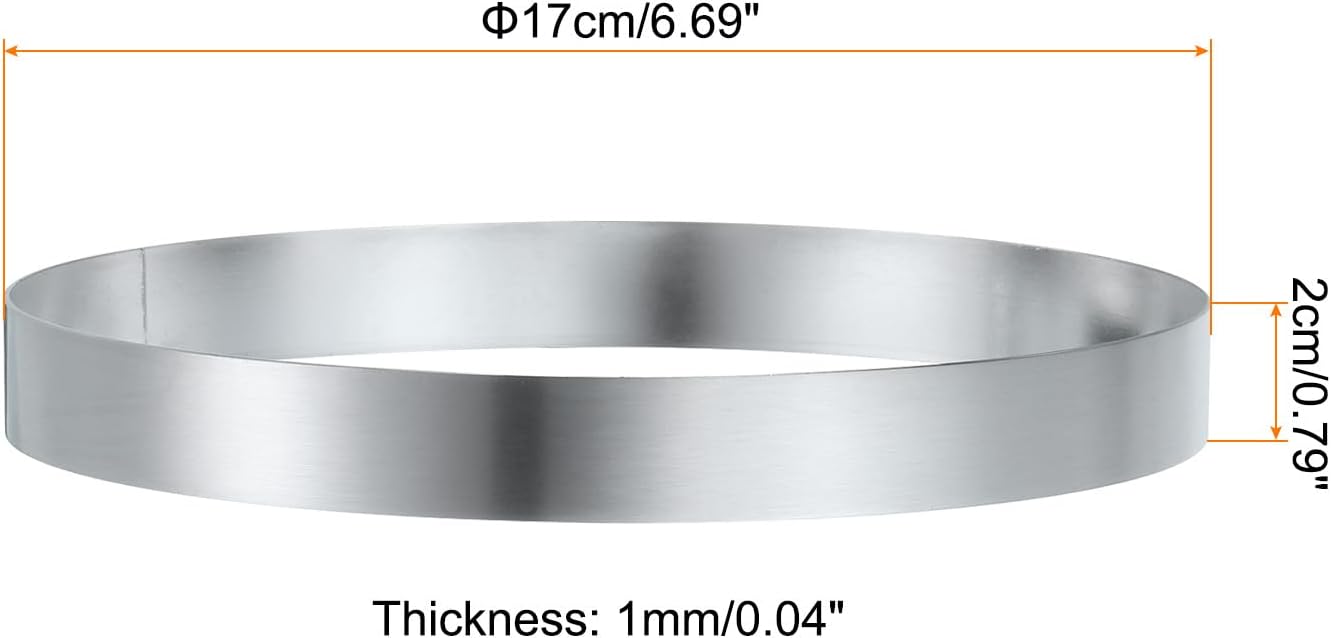 HARFINGTON Round Cake Ring 6.69 x 1 Inch Seamless Stainless Steel Pastry Mousse Dessert Ring Mirror Coating for Baking Cooking English Muffins Crumpet Making Tool