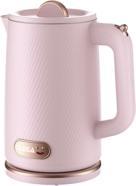 OLEGA Electric Kettle - 1500W Electric Tea Kettle 1.8L Stainless Steel Inner Electric Kettles for Boiling Water Auto Shut Off Boil-Dry Protection Electric Water Kettle for Coffee Tea Pink