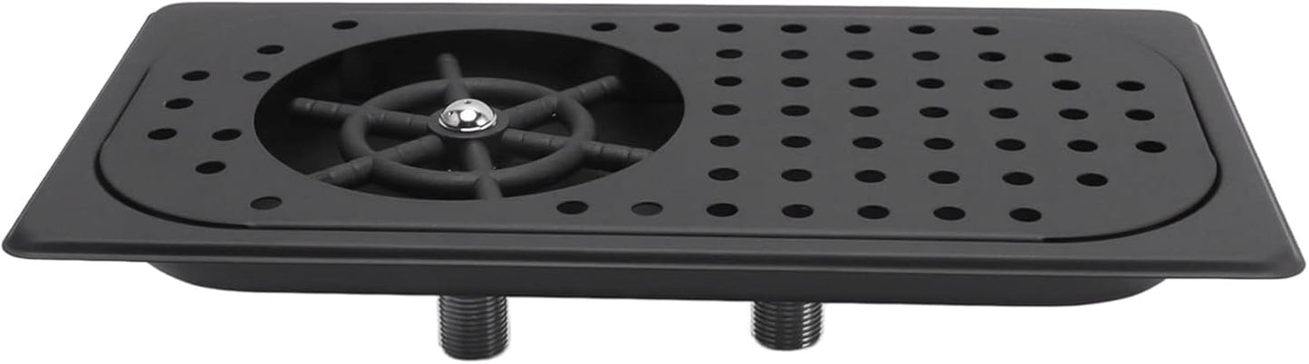 Glass Rinser, Countertop Commercial Pitcher Rinser, High Pressure Cup Washer, Stainless Steel Cup Washer with Drain Drip Tray Hose for Home Kitchen, Restaurant, Bar, Coffee (Black)