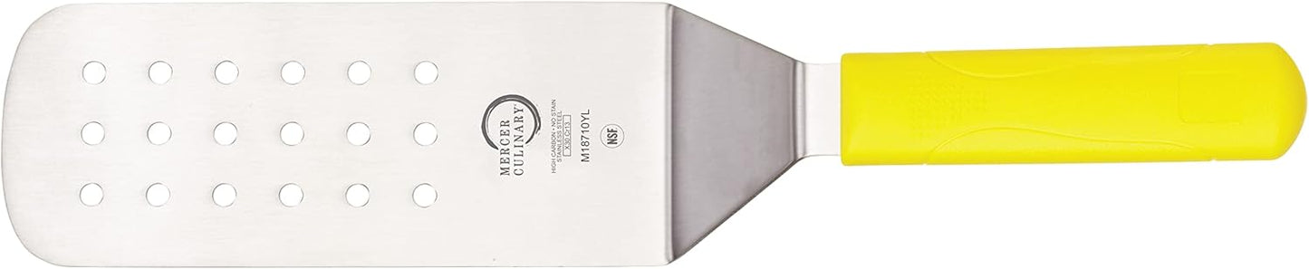 Mercer Culinary Millennia Perforated Turner, 8 Inch x 3 Inch Blade, Yellow Handle