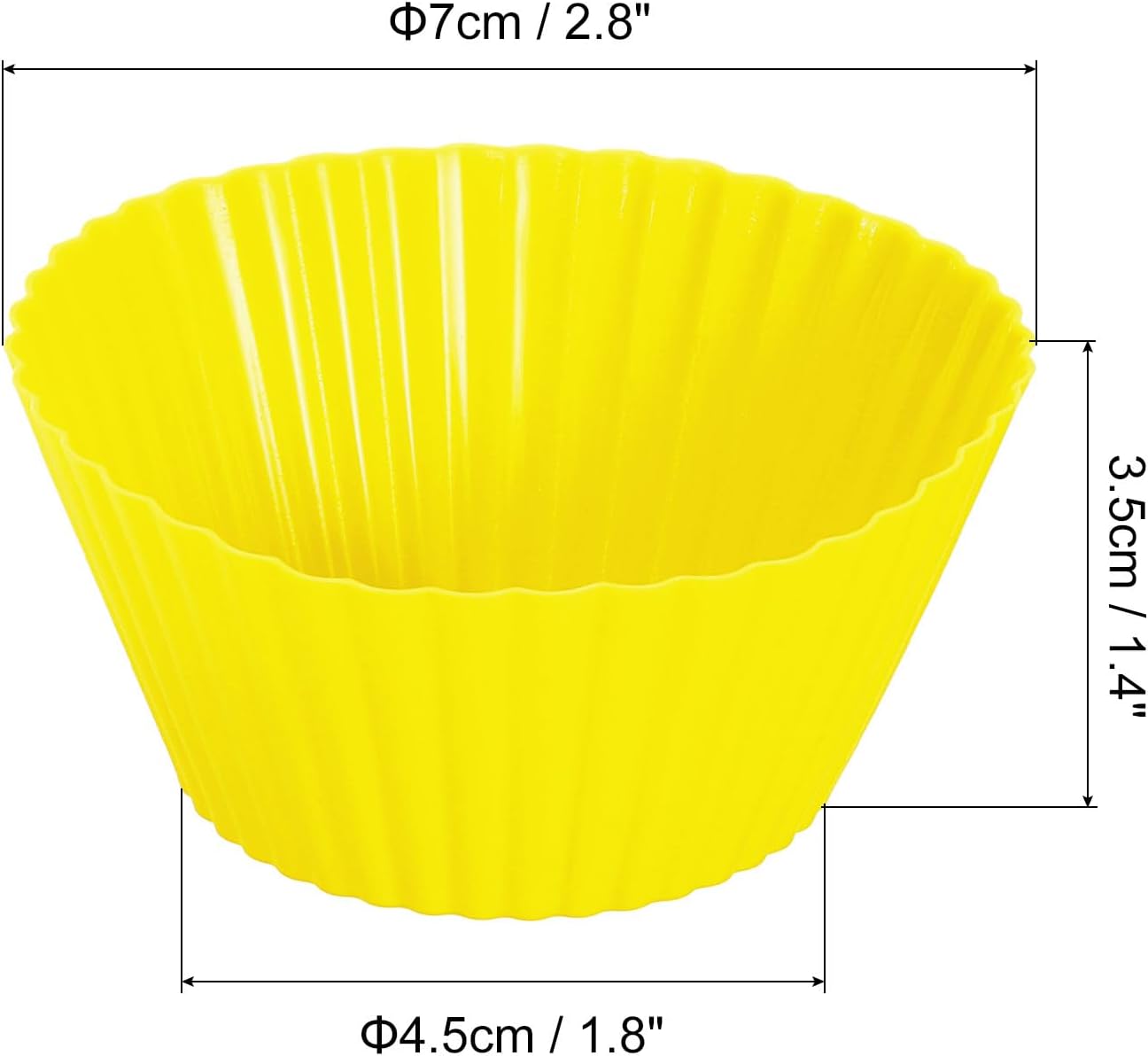 uxcell 36Pcs Silicone Cupcake Liners, Non-Stick Baking Cups, for Cooking Eggs, Baking Muffins and Make a Cake(Yellow)