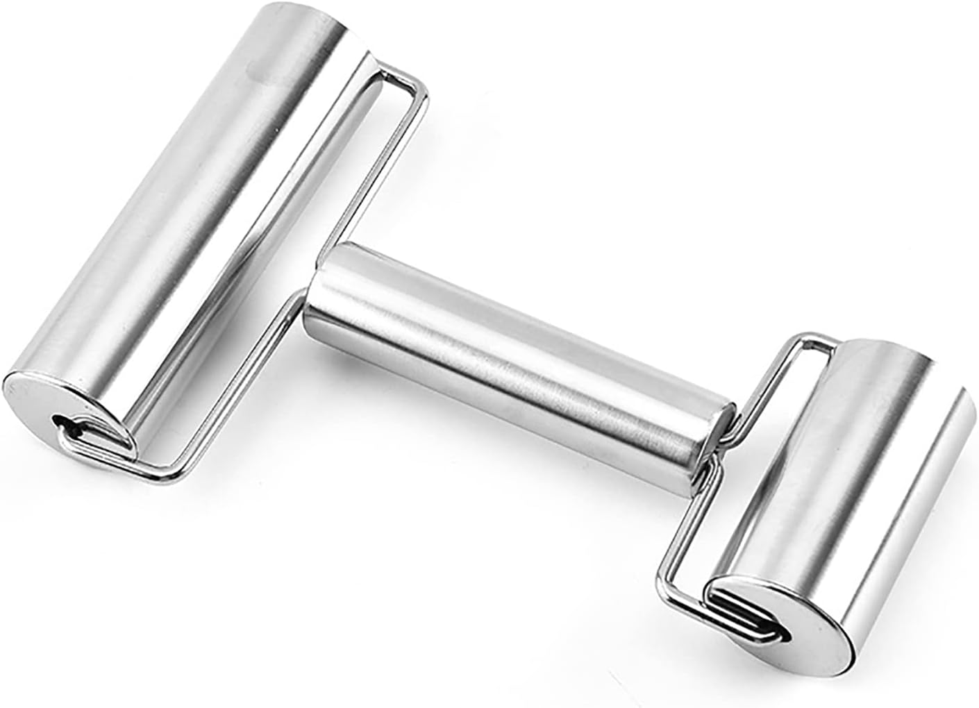 Pastry Pizza Roller, Smooth Non Stick Stainless Steel Rolling Pin Time-Saver Pizza Dough Roller for Home Kitchen Baking Cooking, H Shape Rolling Pins