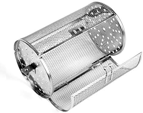 Falytemow 12 x 18 cm Stainless Steel Rotisserie Grill Roaster Drum Oven Basket Oven Roast Baking Rotary for Peanut Dried Nut Coffee Beans BBQ