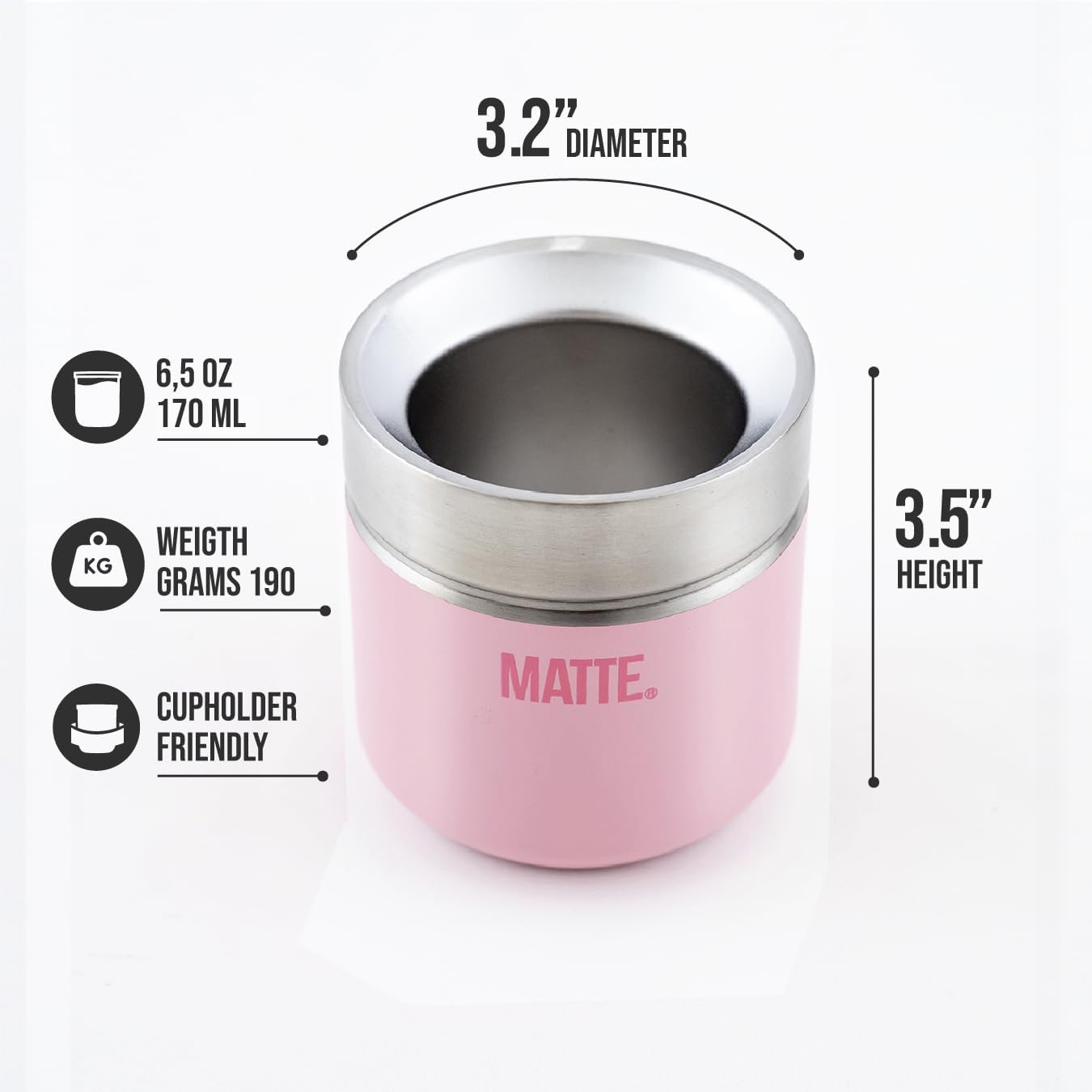 Matte 6.5 oz Yerba Mate Gourd and Bombilla Set - Includes DS Pro Box - BPA Free Yerba Mate Set Kit with Mate Straw, Elegant Design, Non-Slip Base (Pink)