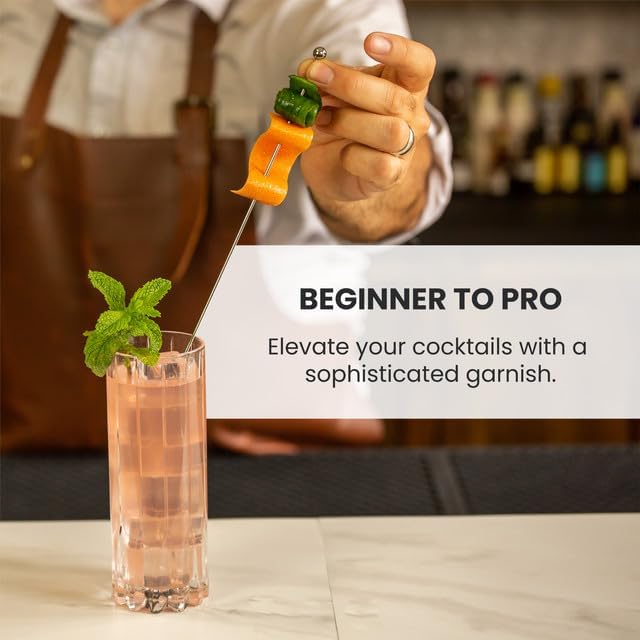 A Bar Above Gold Cocktail Picks, 12 Elegant Metal Skewers for Drink Garnishes, Appetizers, and Shrimp Cocktail, 8-Inch Reusable Stir Sticks for Bloody Marys, Old Fashioneds, and Charcuterie