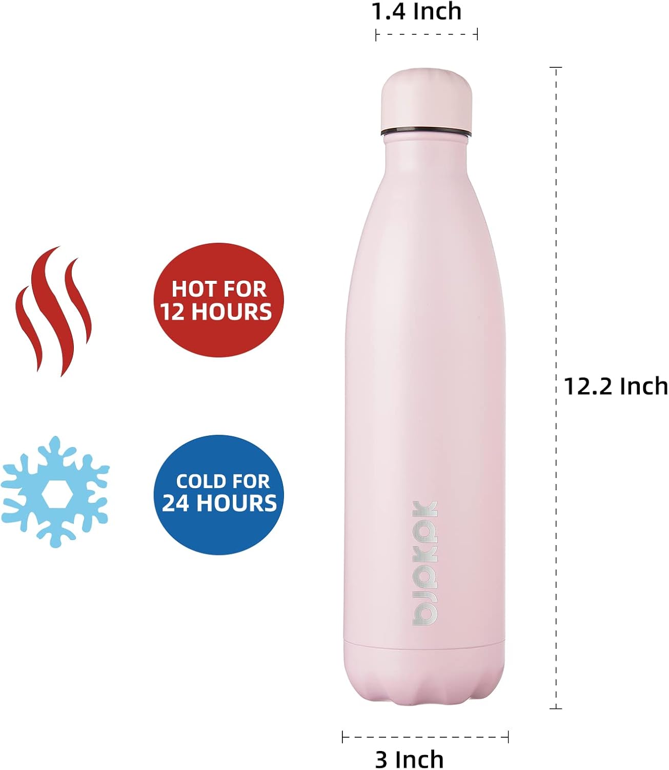 BJPKPK Stainless Steel Insulated Water Bottle 25oz Metal Water Bottles for School or Trave, Sakura pink